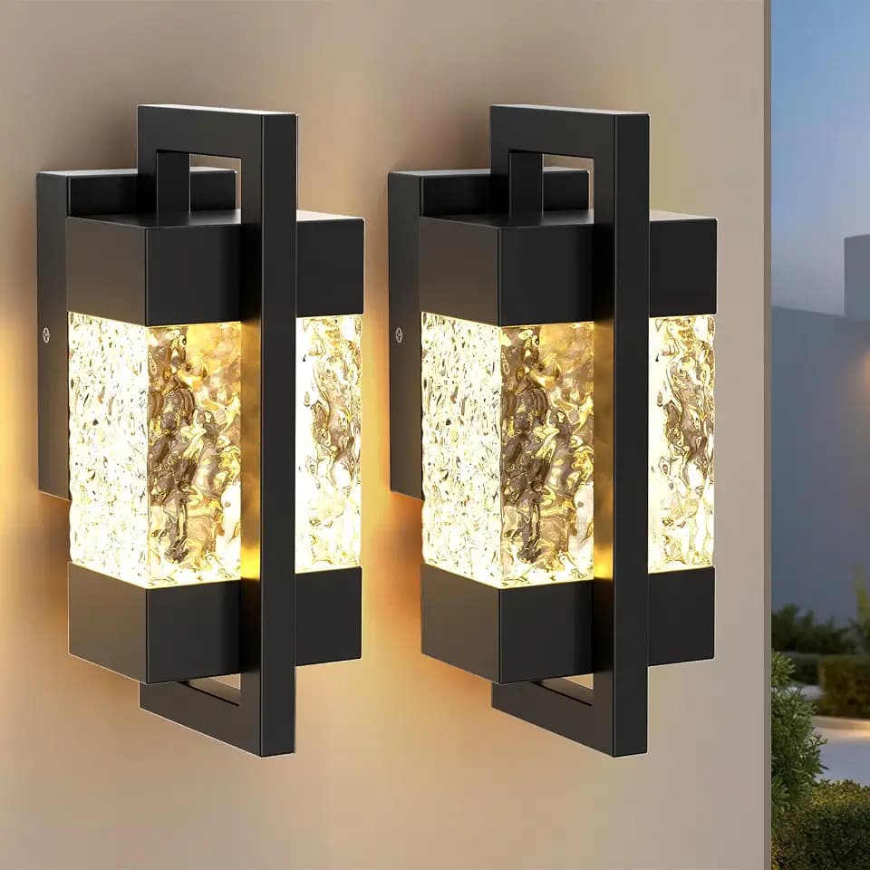 5000LM LED Outdoor Wall Light, 3000K Porch Lights Outdoor with IP66 Waterproof for Outdoor Decor, Matte Black Outside Wall Mount Lights for House Front Door Porch Garage Patio (2 Pack)
