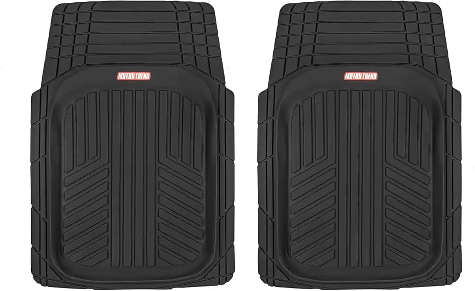 Motor Trend FlexTough Plus-2 Piece Front Car Floor Mats- Black Contour Liners-Deep Dish Heavy Duty Rubber Floor Mats for Car SUV Truck & Van-All Weather Protection, Universal Trim to Fit