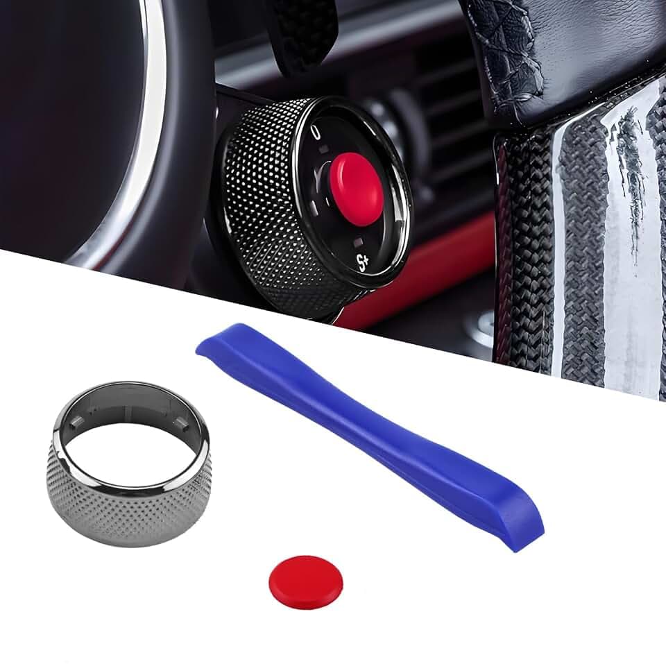 Drive Mode Selector Knob Cover for Porsche Steering Wheel – Compatible with Porsche Cayenne 2024-2025, Panamera 2021-2025, Macan 2022-2024, 911 2019-2024, Taycan 2020-2025(Chrome Silver)