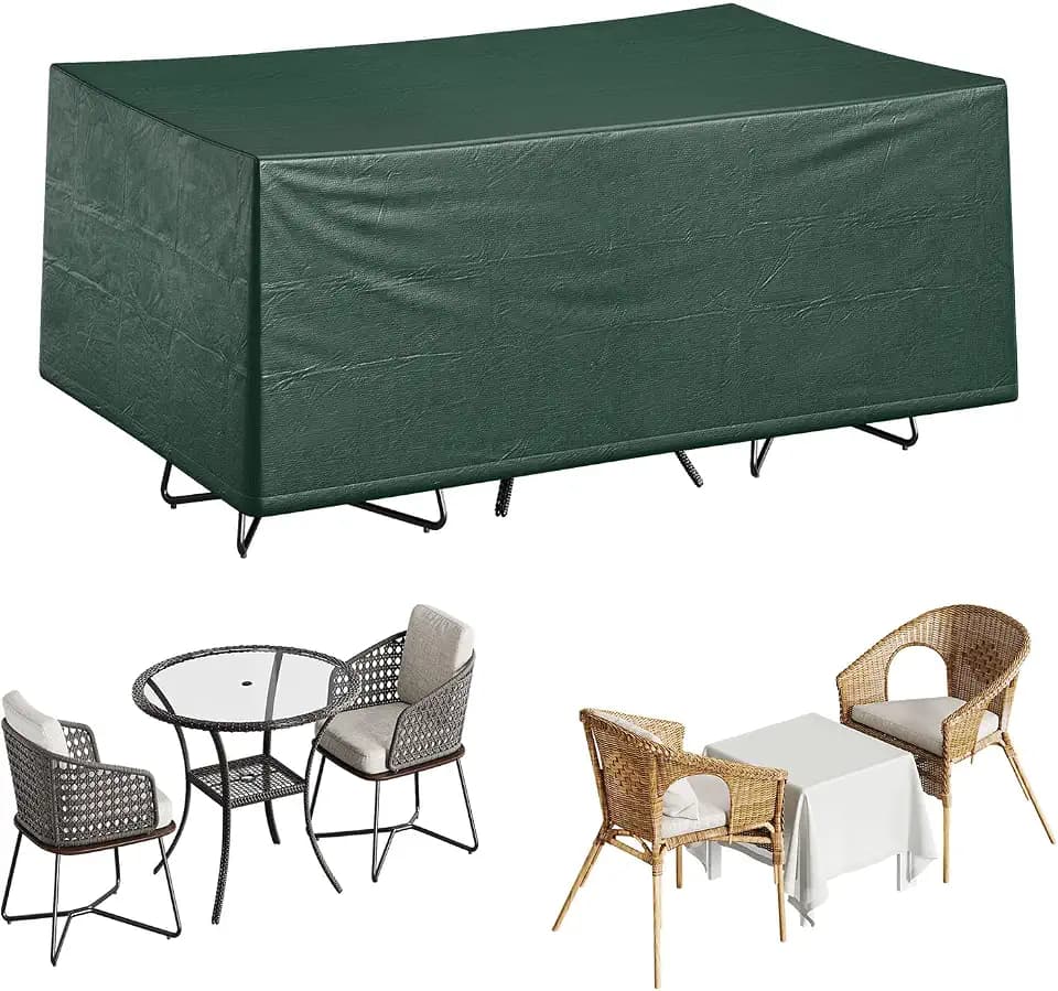WOLTU Schutzhülle für Möbelsets, 193x136x88 cm, Abdeckung für Gartenmöbel Sitzgruppe, Abdeckhaube aus PE, Plane UV-Beständig wasserabweisend winterfest reißfest, Grün