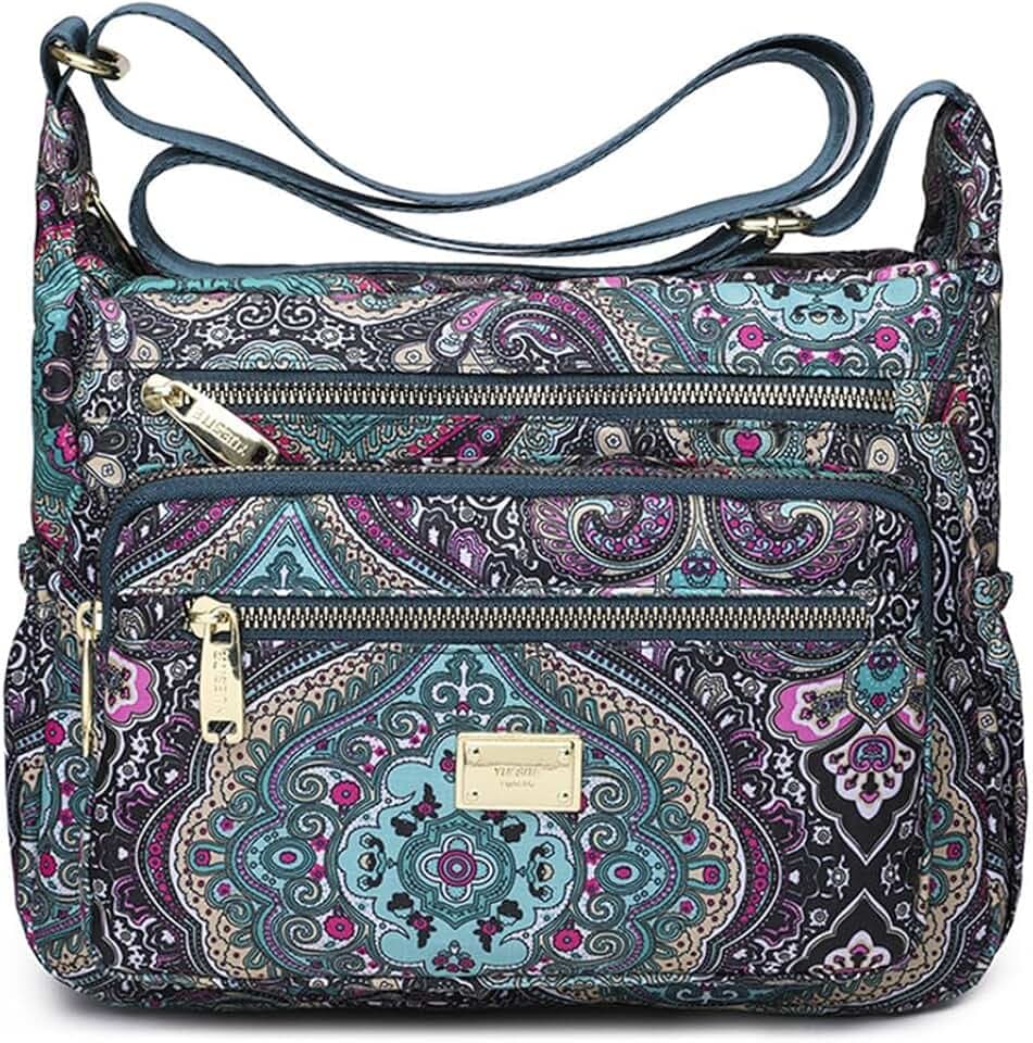 Crossbody Bags for Women Multi Pocket Shoulder Bag Waterproof Nylon Messenger Purses and Handbags