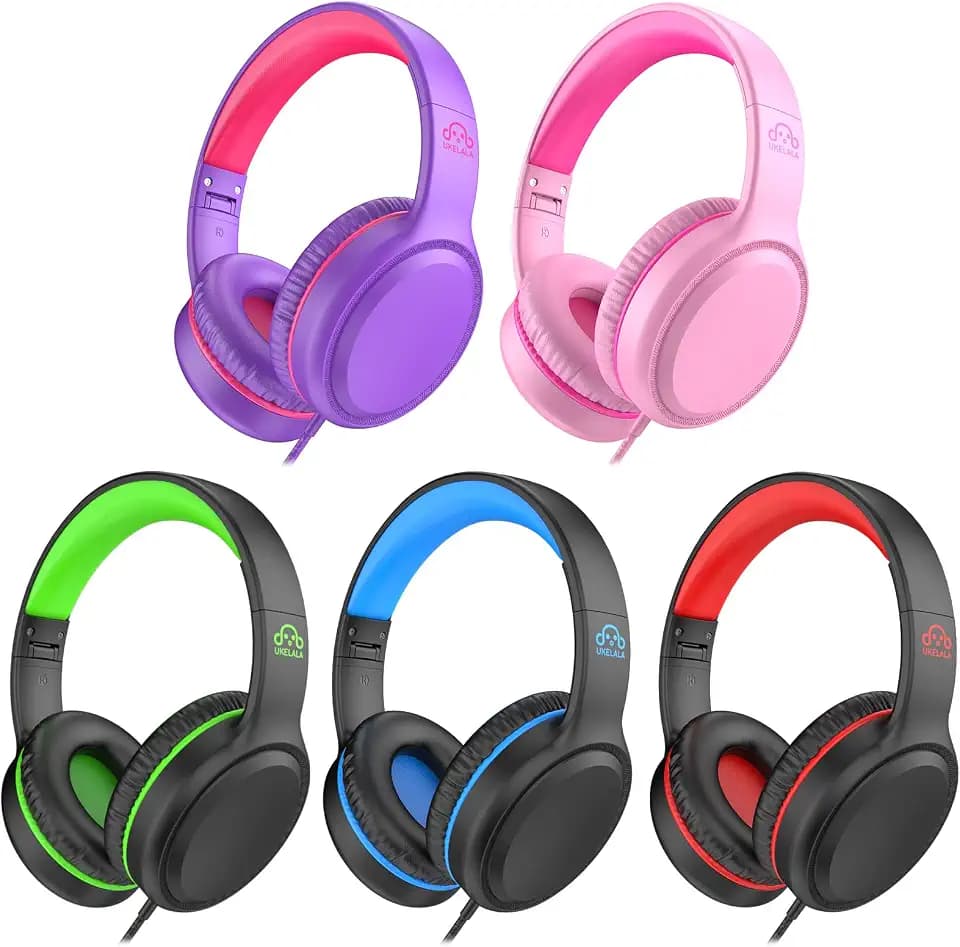 UKELALA U2 5Pcs Wired Headphones for Kids for School Boys Girls w/ 3.5mm