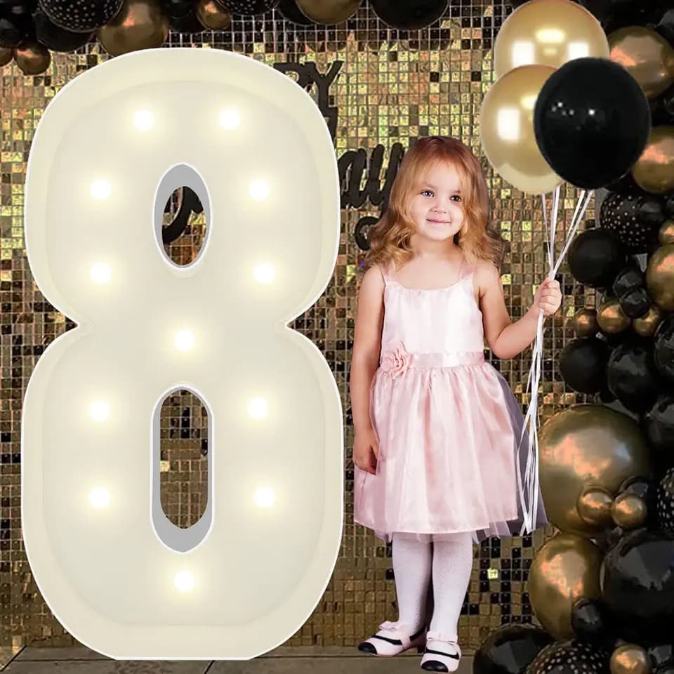 4FT Marquee Numbers 8 Light Up Sign for 8th Birthday Decor