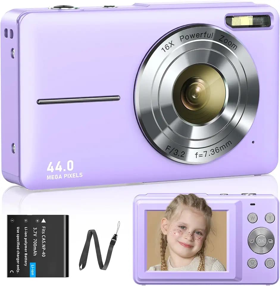 Digitalkamera Fotokamera 1080P 44MP Fotoapparat 16X Digitalzoom mit Akku