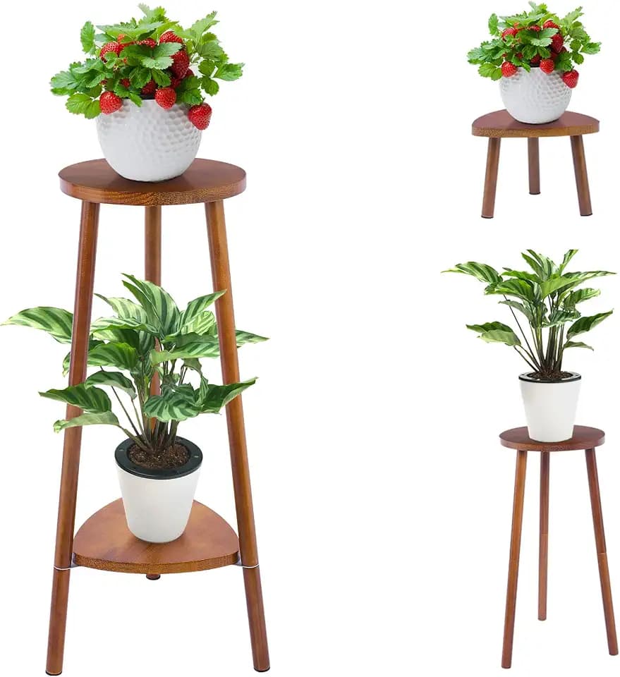 Blumenständer Holz Set, 2-stufiger umwandelbarer Pflanzenständer