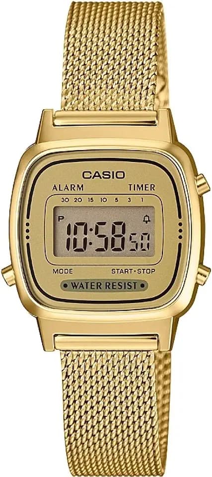 Casio Damen Digital Quarz Uhr mit massives Edelstahl Armband