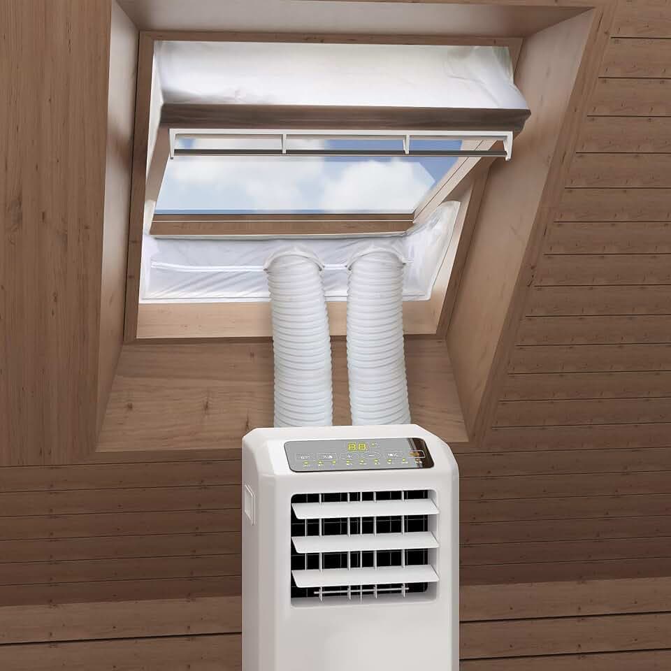 HOOMEE Fensterabdichtung für Mobile Klimageräte Dachfenster, Hot Air Stop zum Anbringen an Schwingfenster, Fensterabdichtung Klimaanlage für max. 540 cm Fensterumfang, Fensterkitt Set 2x270cm