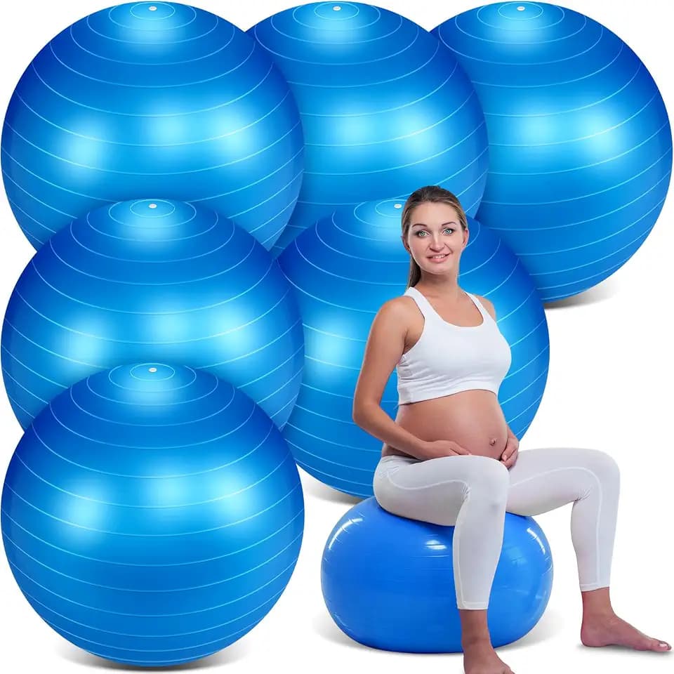 Hungdao 6 Pack Exercise Ball Bulk Inflatable Pregnancy & Workout Ball 22 Inch Heavy Duty Pilates Ball for Yoga Stretching Therapy Balance Physical Fitness