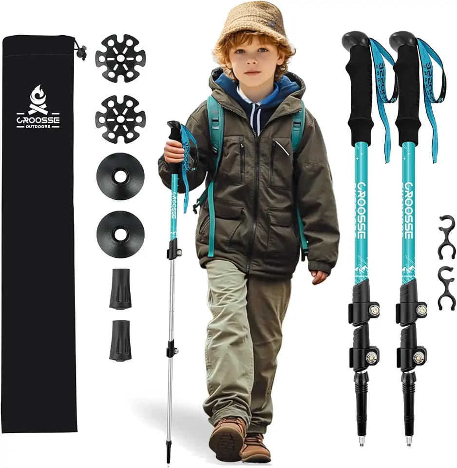 Kids Hiking Poles, Kids Walking Stick, Lightweight Aluminum Adjustable