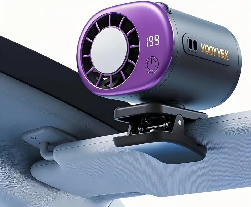 Car Clip on Fan Air Conditioner with Led Display (Black)