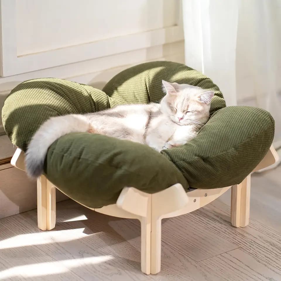 CHEERHOME PETS Elevated Cat Bed for Indoor Cats Couch Sofa Flower