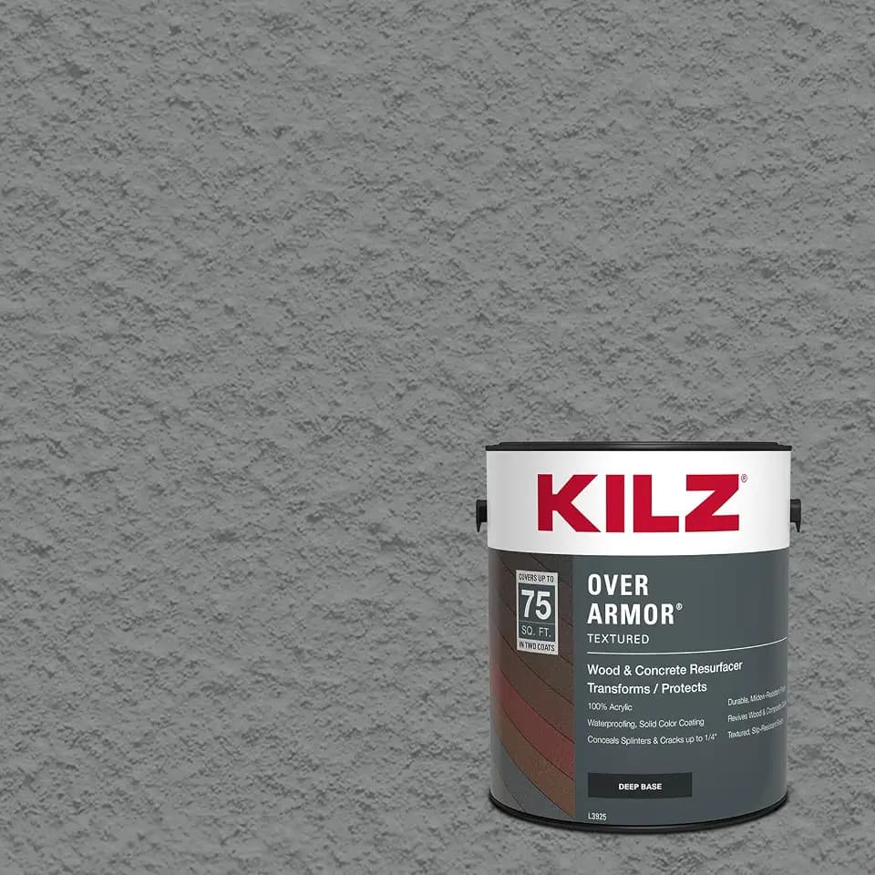 KILZ Over Armor Textured Solid Coating Resurfacer, Slate Gray, 1 Gallon