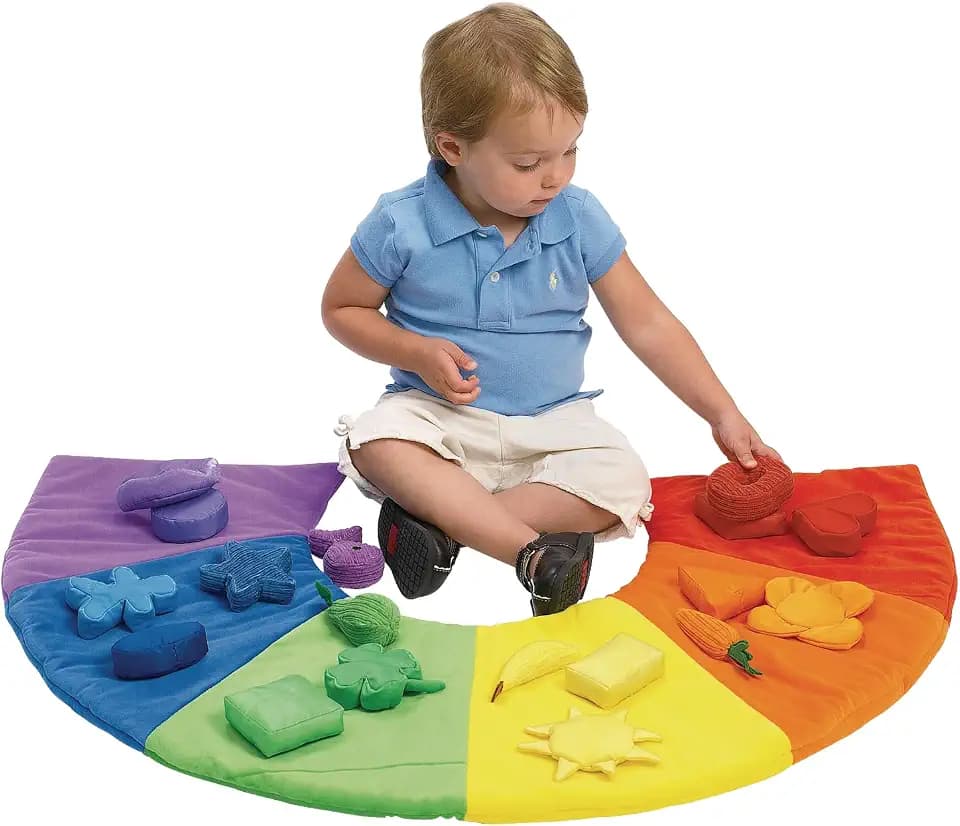 Excellerations Colorful Sorting and Counting Toy for Toddlers, 19 Plush Sorting Pieces and 1 Washable Plush 24 inches H x 36 inches W Floor mat, 18 Months and Up, Preschool Learning Activities