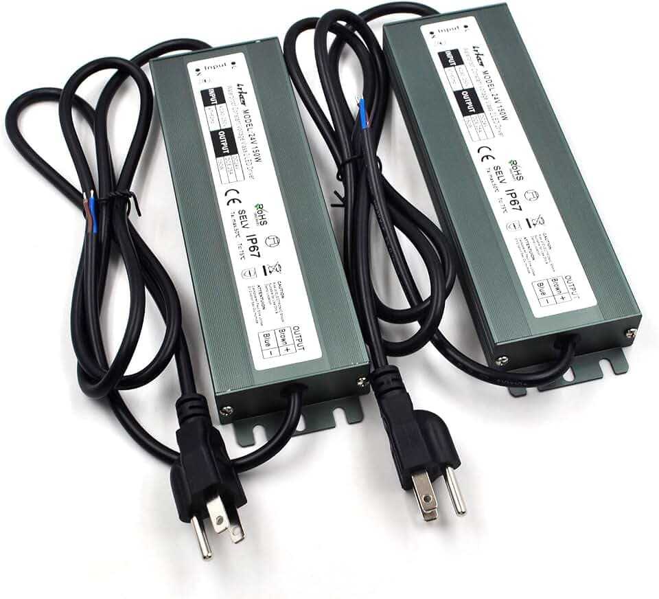 2 Pack 24V 150W LED Driver, Waterproof IP67 Power Supply Transformer