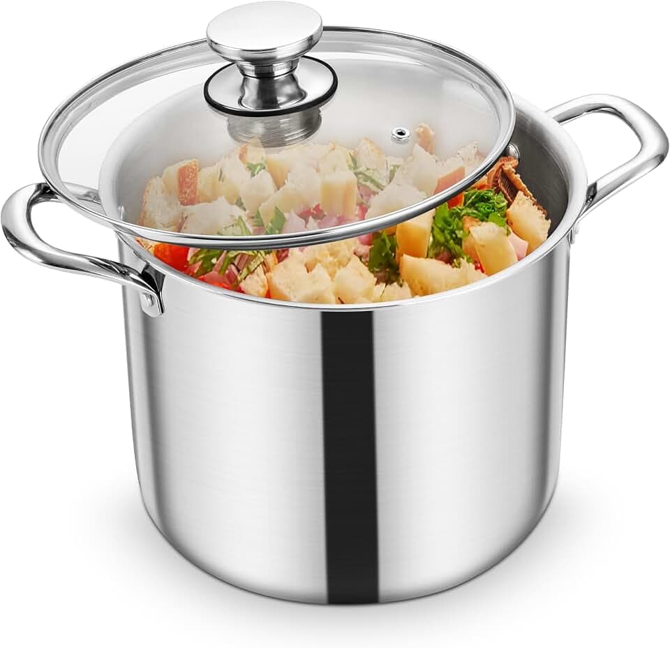 Homikit Kochtopf 9,4L, Groß Suppentopf Topf Induktion aus 3-Lagen Edelstahl