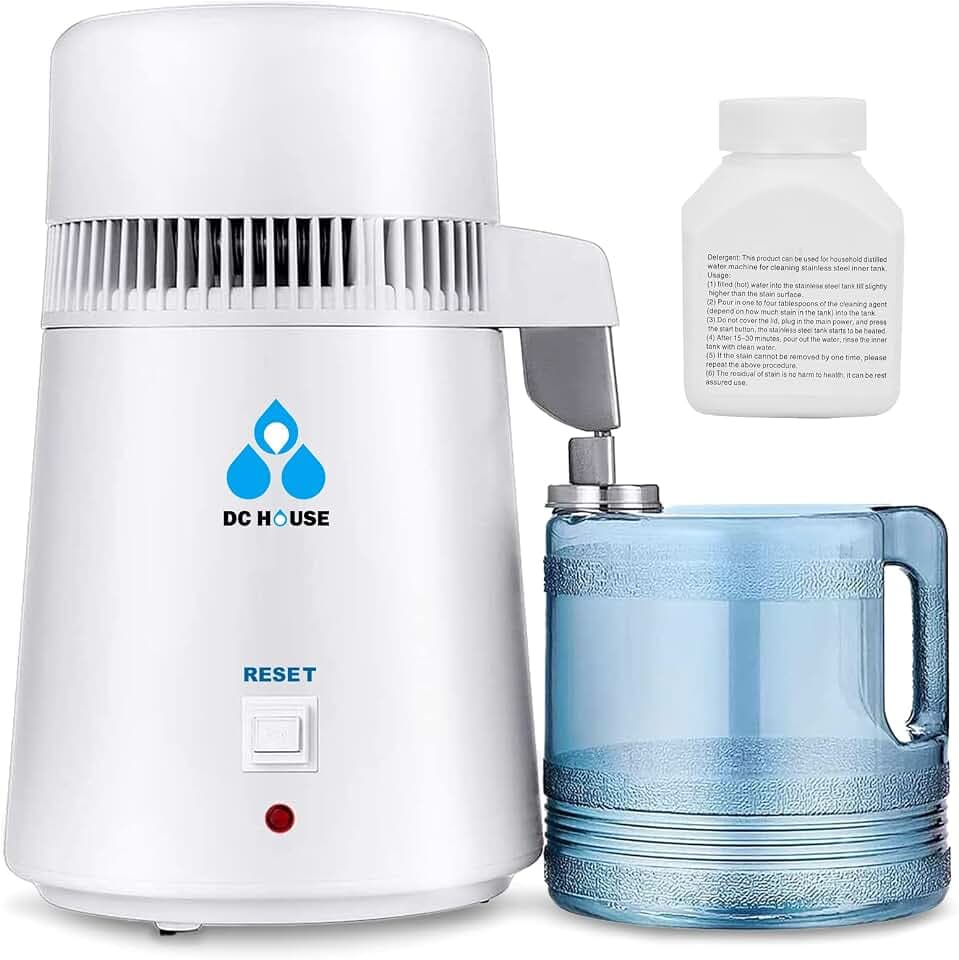 DC HOUSE 1 Gallon Water Distiller Machine, 750W Distilling Pure Water for Home Countertop Table Desktop, 4L Distilled Water Making Machine to Make Clean Water for Home…