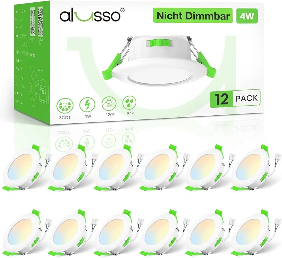 ALUSSO LED Einbaustrahler 230V, 55-68mm IP44 Deckenspots Einbauleuchten