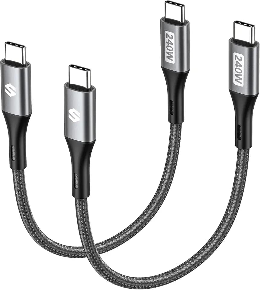 Silkland 240W USB C to USB C Cable, Type C Fast Charging Cable 1FT (2 Pack)