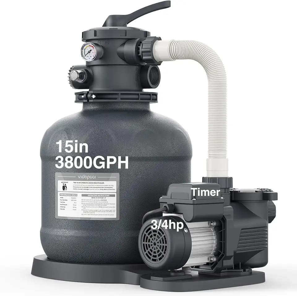 15" Sand Filter Pump for Above Ground Pool with Timer