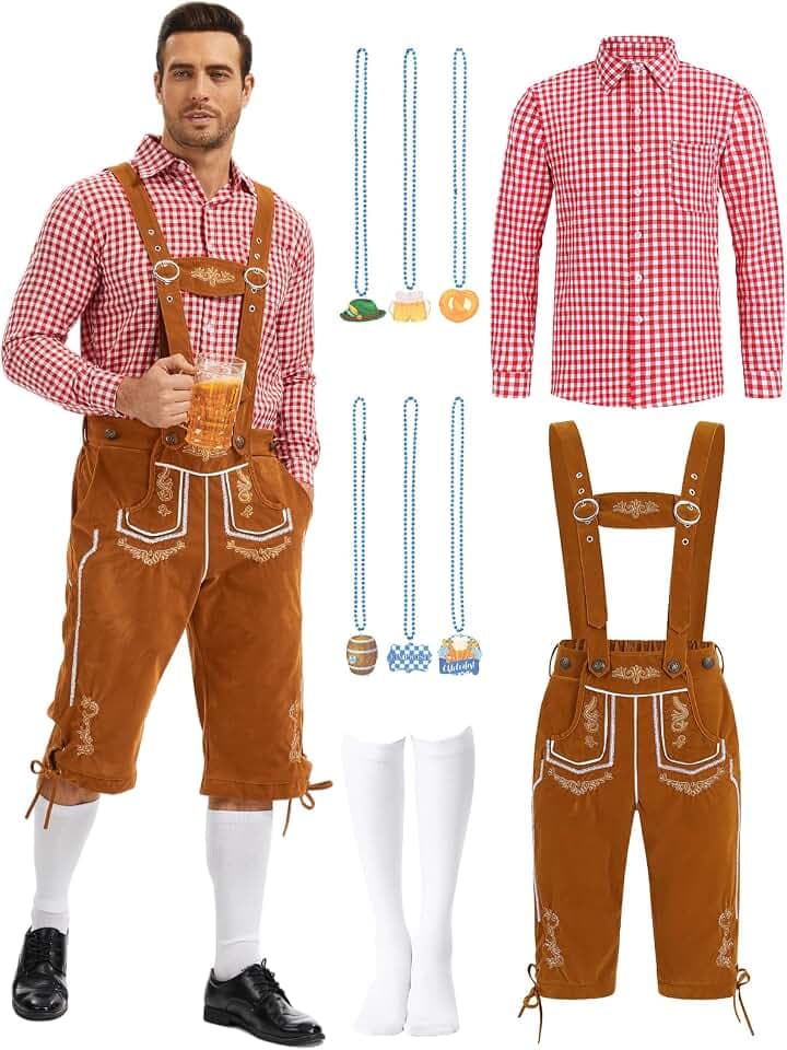 Adult Men Oktoberfest Outfits Costume 9pcs Accrssories Set