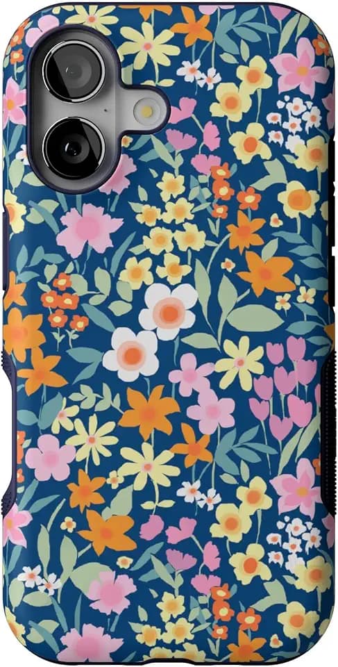 Casely iPhone 17 Case | Full Bloom | Navy Floral | Bold Protective Design | Compatible with MagSafe