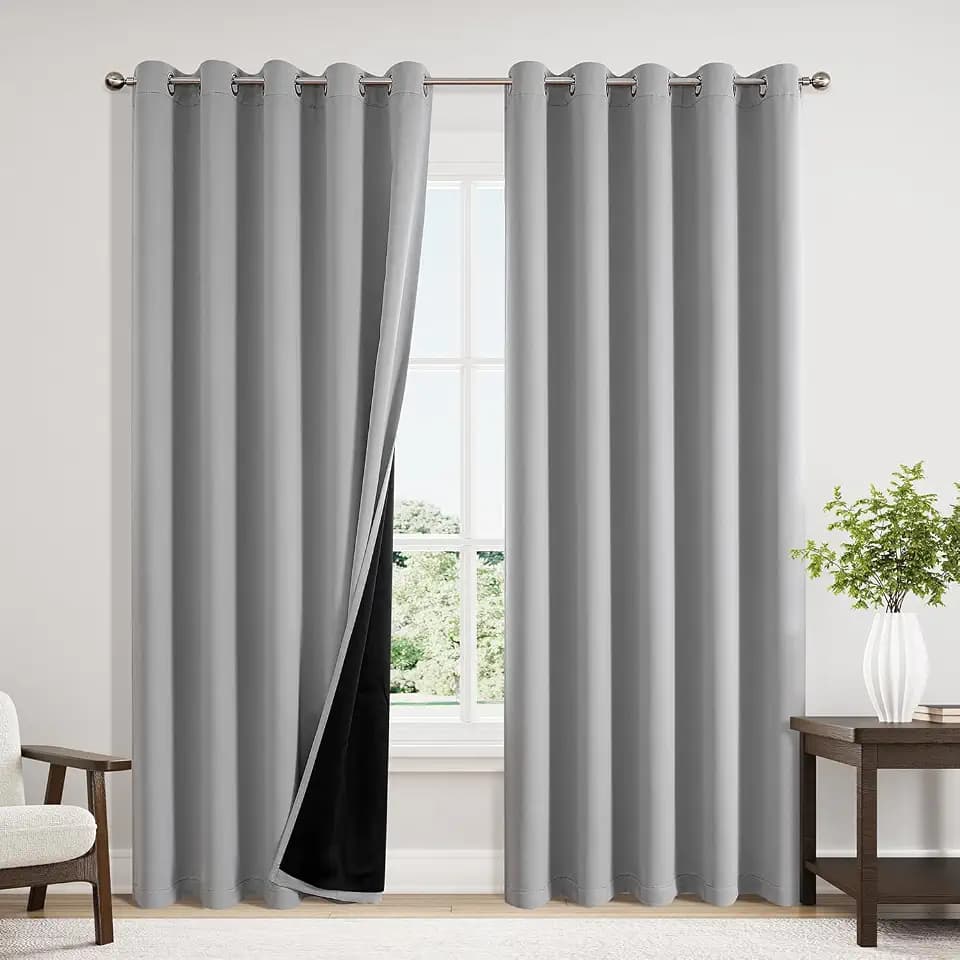 ChrisDowa 100% Blackout Curtains for Bedroom 84 Inches Long 2 Panels Set