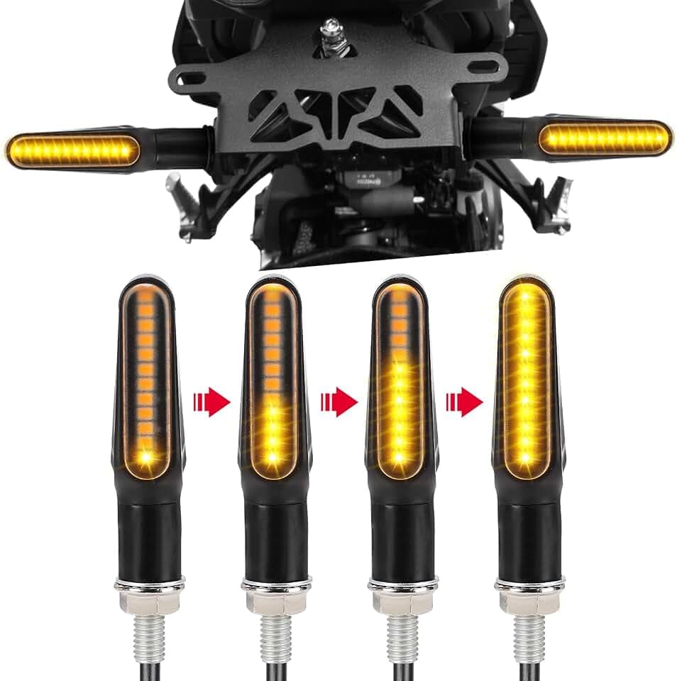 KEMIMOTO Motorrad Blinker, 12 V Super Hell LED Blinker, M8 Schwarz Universal Blinkerleuchten, IP67 Wasserdicht Tagfahrlicht für Motocross/Fahrrad, 4 Stücke