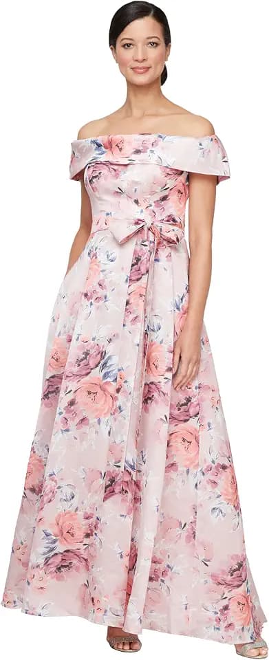 Alex Evenings Women's Formal Long Ballgown Mother of The Bride Dress with Pockets