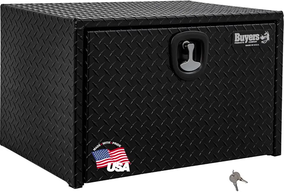 Buyers Products 1725103 Black Diamond Tread Aluminum Underbody Truck Tool Box, 18 x 18 x 30 Inch, Made In The USA, Truck Box For Storage & Organization, Durable Job Box for Truck