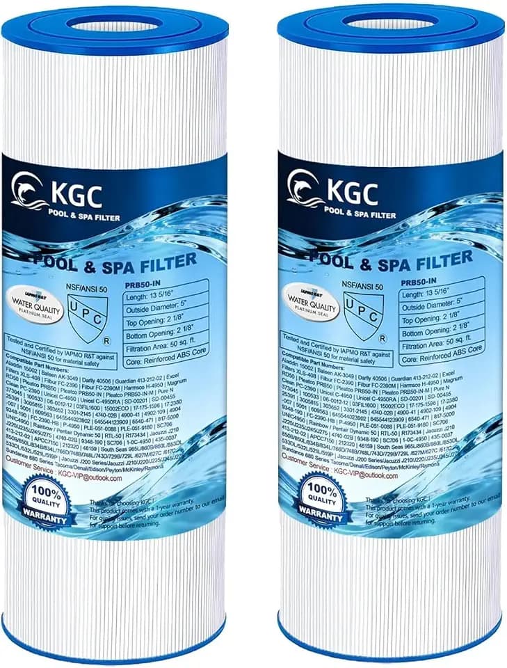 KGC PRB50-IN Hot Tub Filter - C4950 Spa Filter, 50 Sq. Ft, 5" x 13", 2 Pack