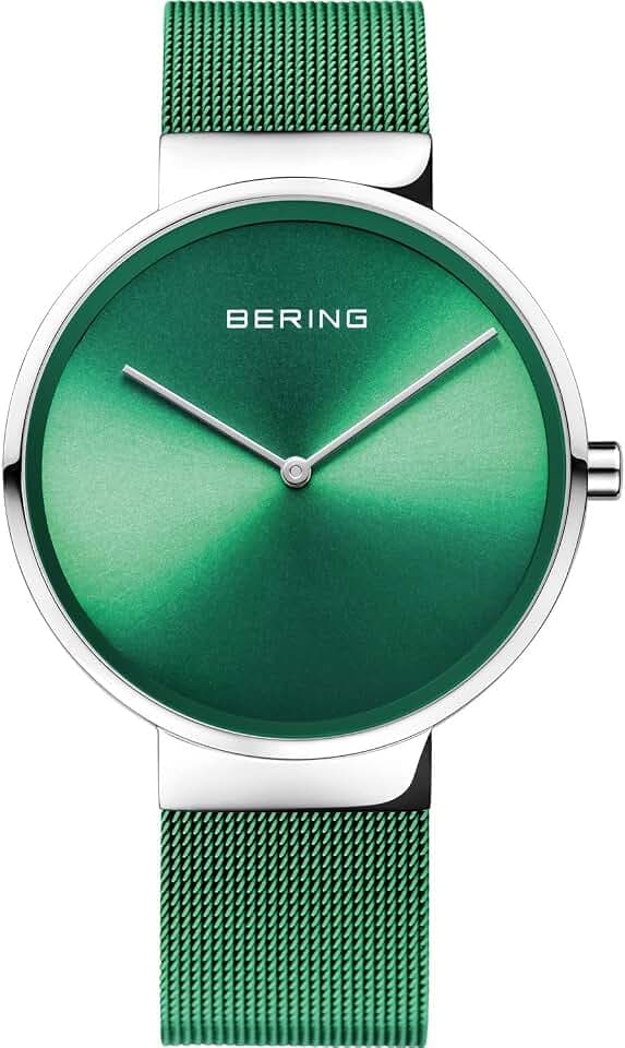 Bering Unisex Quarz Uhr | Armbanduhr 39 mm Edelstahlgehäuse und Zifferblatt | Milanaisearmband | Saphierglas | 5 ATM | 14539