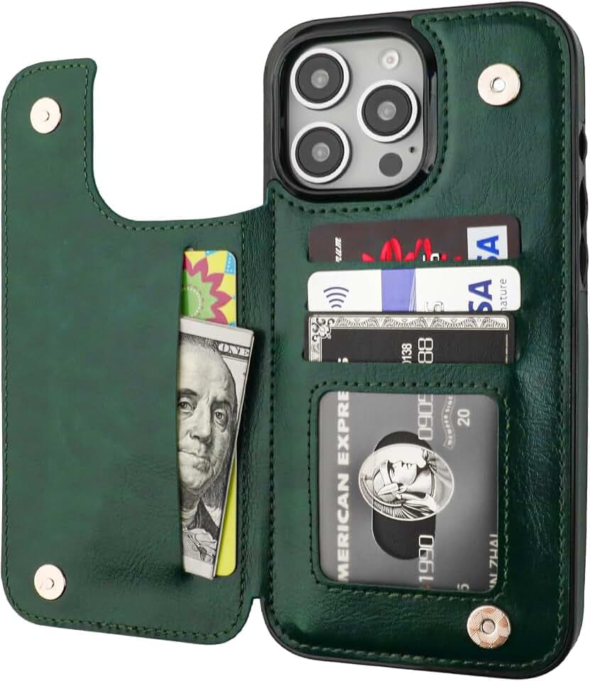 ONETOP for iPhone 16 Pro Max Wallet Case with Credit Card Holder,Green