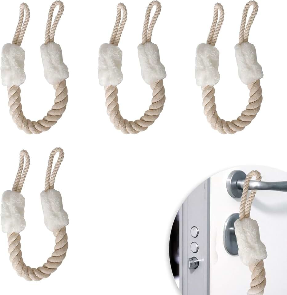 Türstopper Klinke, 4 STK Türkordel Klemmschutz, Klemmschutz für Türen, Baumwolle Türkordel 60 CM, Weich und Waschbar, Es Dick, für Türen Haustier und Kinder Fingerschutz