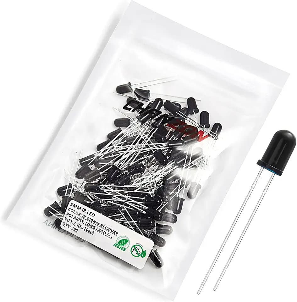 CHANZON 100 pcs 5mm Infrared Ray IR 940nm Receiver LED Diode Lights