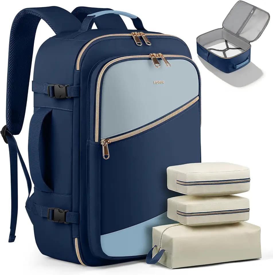 HOTOR Travel Backpack Women, 3 Packing Cubes Carry on Luggage