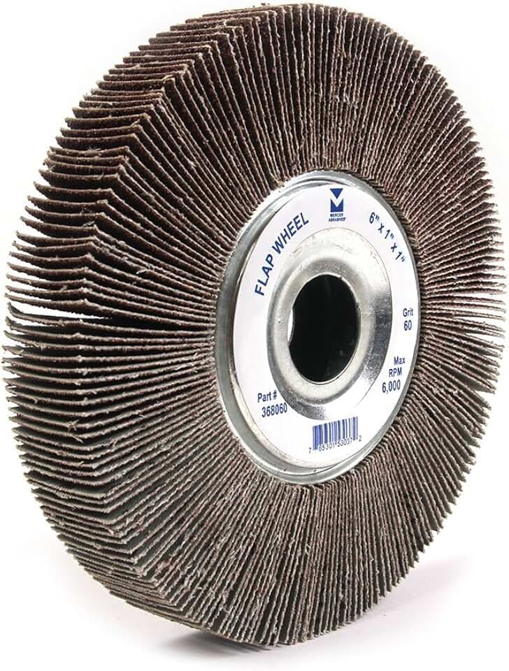 Mercer Industries 368080-6"x1"x1" Center Hole Flap Wheel, Grit 80