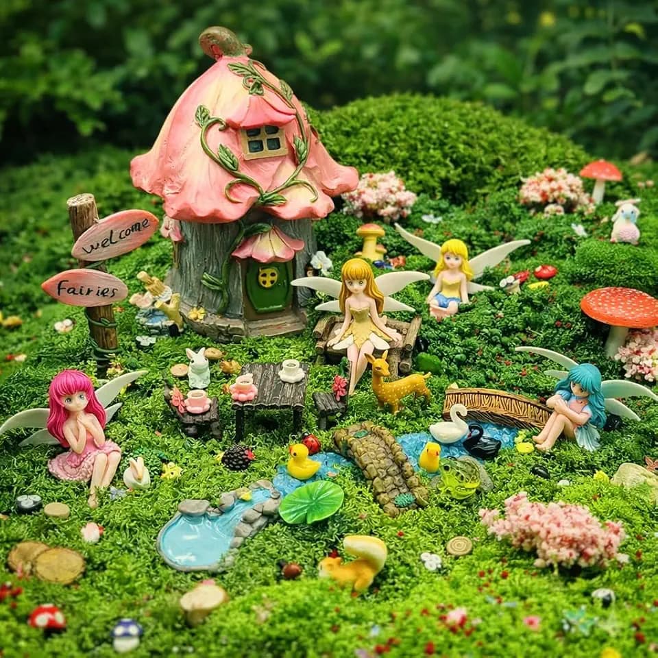 147PCS Fairy Garden Kit with Miniature Figurines and Accessories