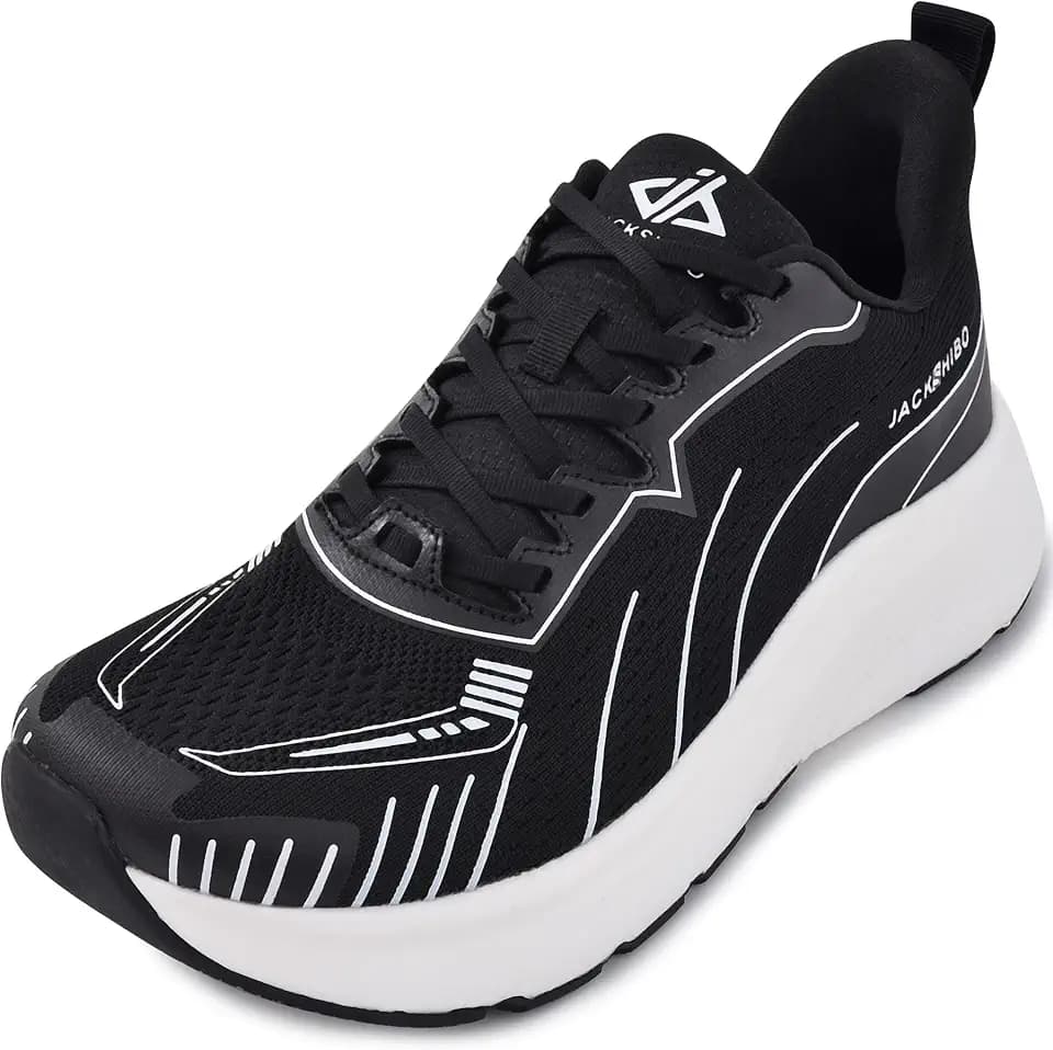 JACKSHIBO Wide Toe Box Shoes Men Arch Support Slip On Zero Drop Sneakers