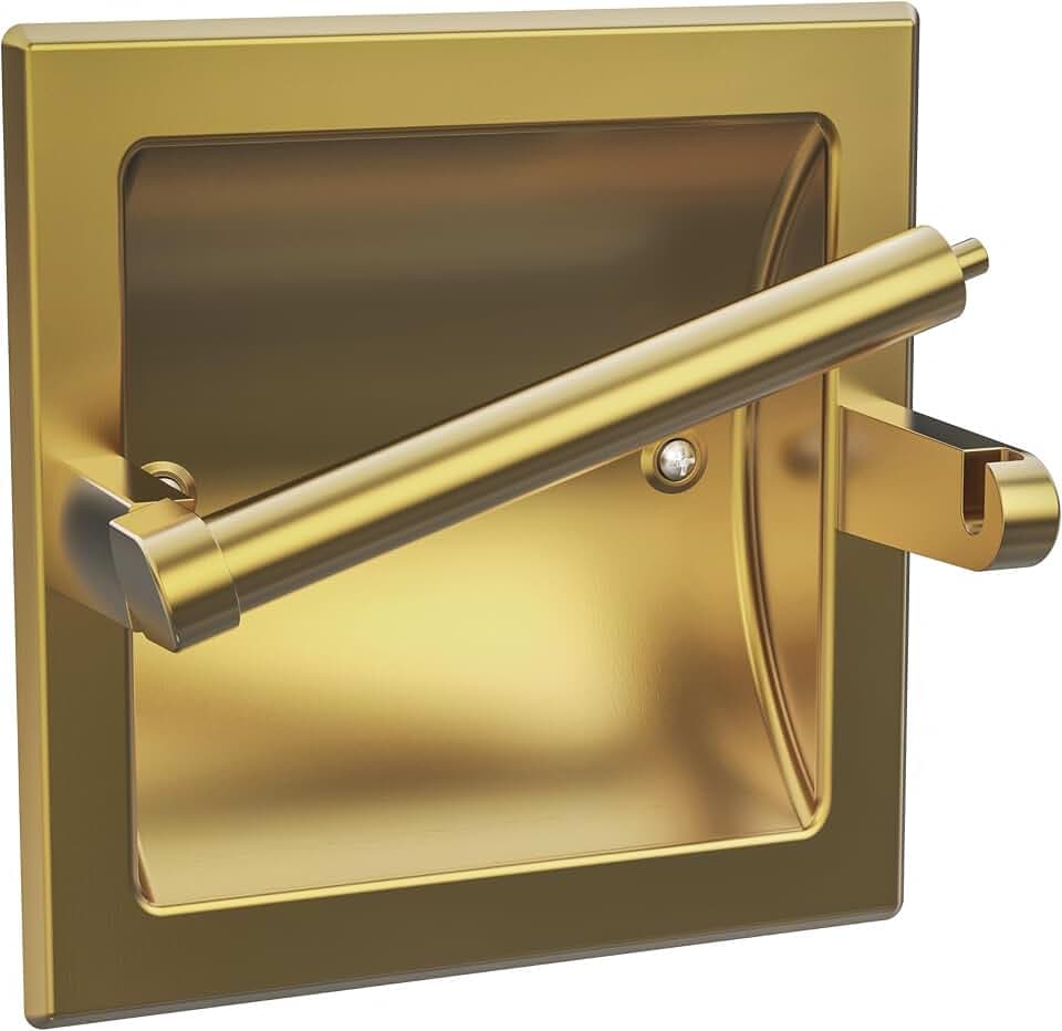 Recessed Gold Toilet Paper Holder Wall Mounted 304 Stainless Steel