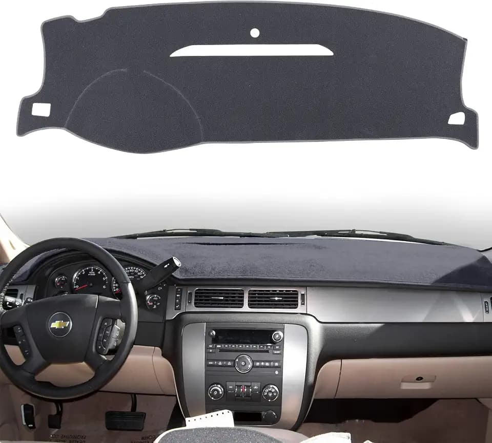 Dashboard Cover Dash Cover Mat Pad Fit for 2007-2014 Chevy Chevrolet Tahoe Suburban,2007-13 Chevy Avalanche Silverado 1500 2500 3500 LTZ/GMC Sierra SLT Denali,2007-14 GMC Yukon XL(Gray)
