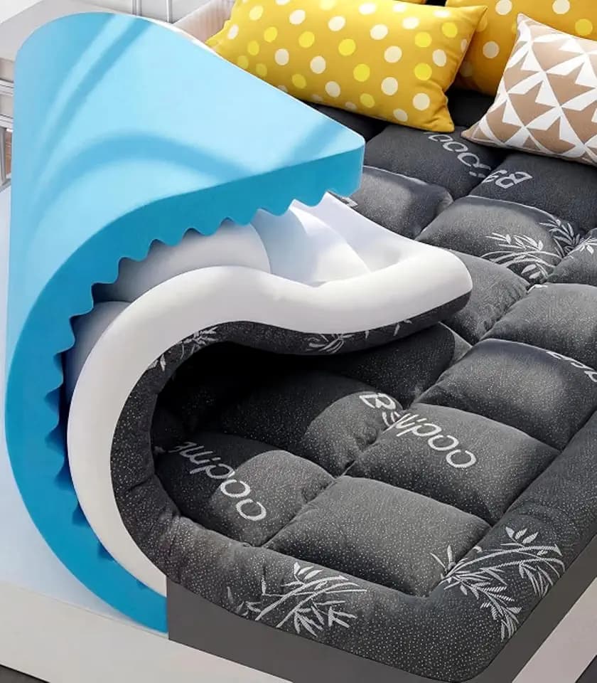 BDEUS 4 Inch Dual Layer King Size Cooling Mattress Topper