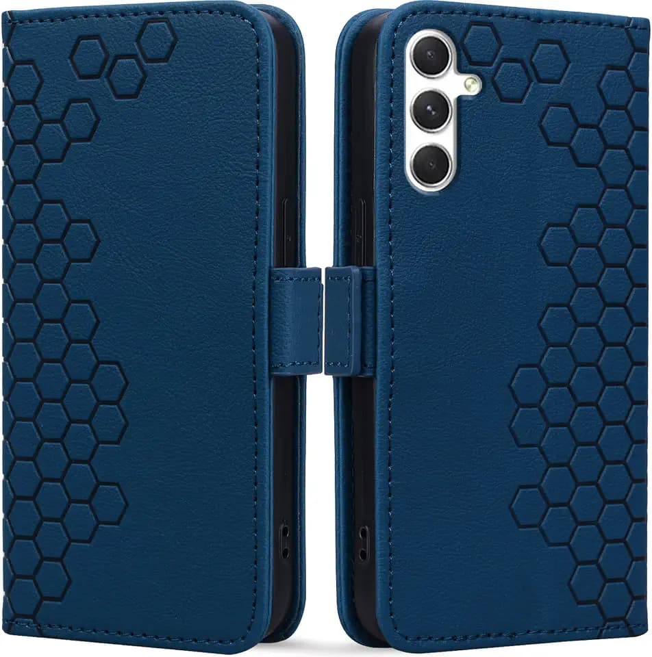 Hülle für Samsung Galaxy S24 hülle, Handyhülle Samsung S24 Hülle mit Ständer Funktion/Geld und Kartenhalter, Stoßfeste Hülle Samsung S24 case, Robustet Handyhülle S24-6,2 Zoll Blau