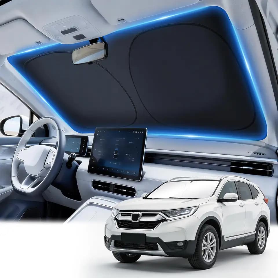 JUSTTOP Windshield Sunshade Fit for Honda CRV 2023-2026 Honda CR-V Accessories | Foldable Window Shade Sun Visor Cover | 300T Upgraded Heat & UV Reflective Sunshade for Car Windshield