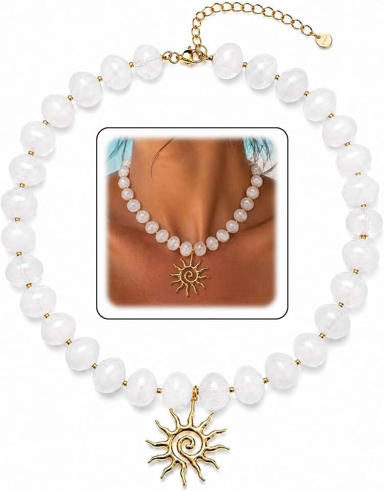 Colorful Chunky Beaded Necklace for Women Sun Statement Necklace