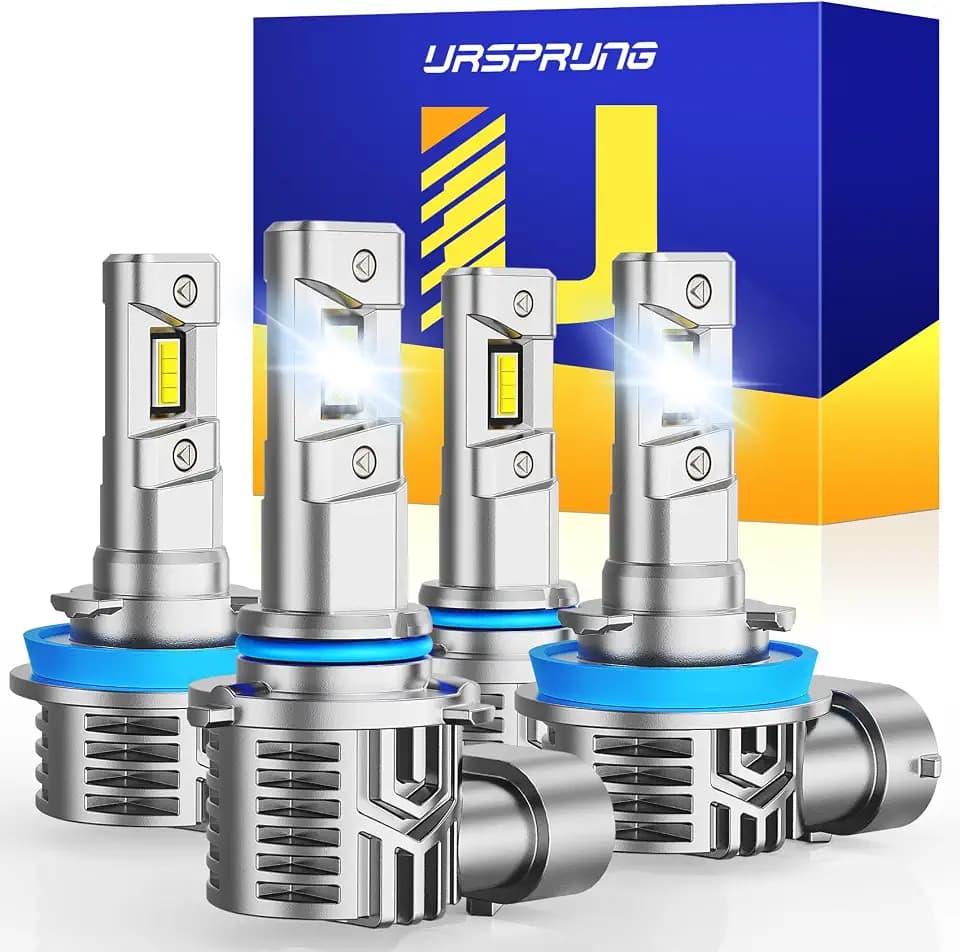 Ursprung H11/H8/H9 9005/HB3 LED Bulbs, 1800% Brighter Hi/Lo Dual Beam, 2026 Latest High Focus Large CSP Chips, Canbus Ready, 6500K Cool White Headlight Bulbs, 90K Hrs Lifespan, Safe Driving, 4 Pack