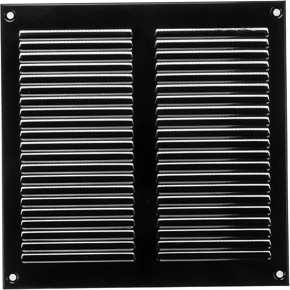 20 x 20 cm schwarze Abdeckung der Entlüftung – Stahlrücklauf-Luftgitter – für Decke und Seitenwand – HVAC – mit Insektenschutz (200 x 200 mm, schwarz)