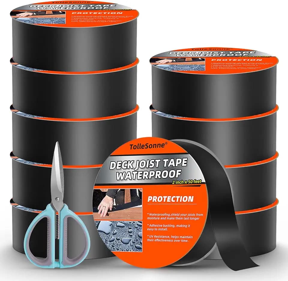 10 Pack Joist Tape for Decking 2" x 50' Weather-Resistant Butyl Joist Tape, Self Adhesive Deck Flashing Tape for Hardwood for Wood Decks Beams Roof 2 inch x 50 feet