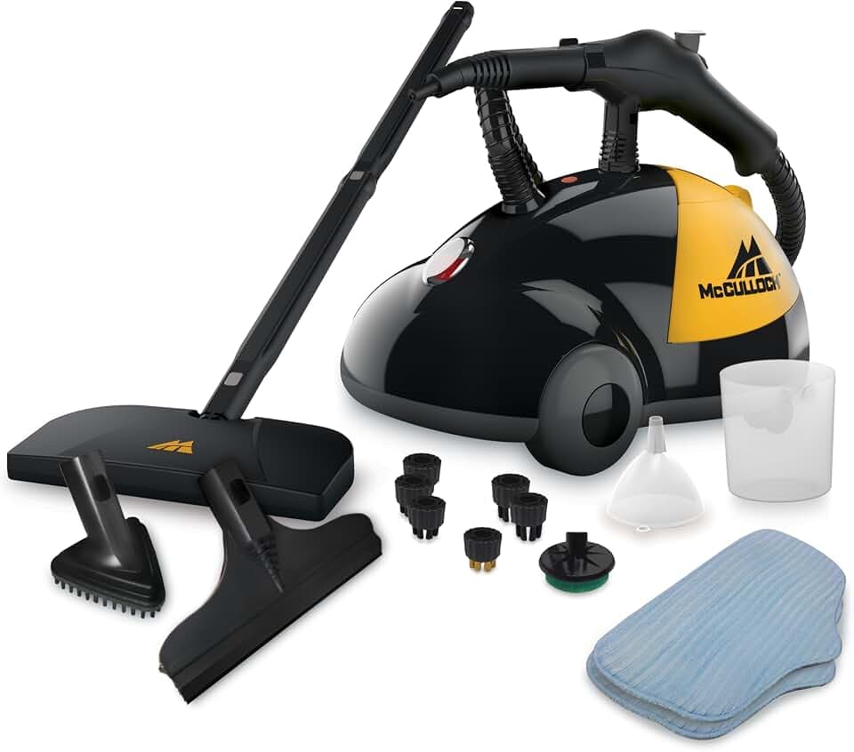McCulloch MC1275 Heavy-Duty Steam Cleaner, 45 Min Runtime, 18 Accessories
