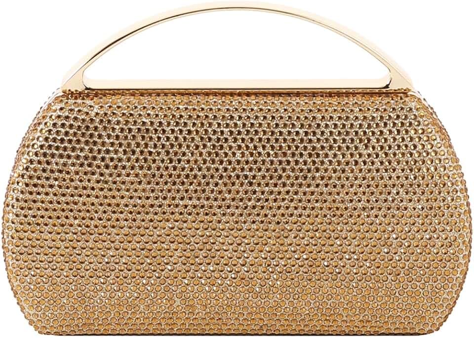 Women's Fashion Top Handle Rhinestone Beaded Evening Bag Clutch Handbag