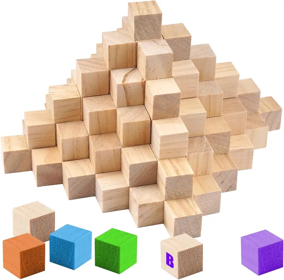 140 Stück Holzwürfel zum Basteln, Holzwürfel 20 X 20 X 20mm, Unbemalte Holzwürfel Blanko, Holz Würfel Deko für Handwerk, Malerei, Zahlenblöcke, Collagen, Schnitzen, Puzzles Und DIY-Projekte